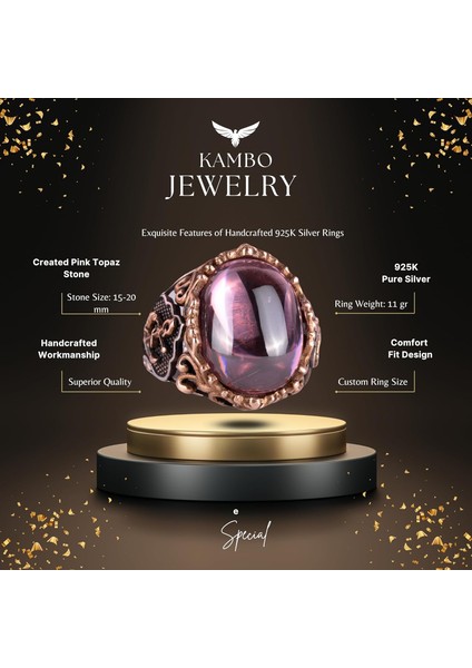 Pembe Topaz Yapay Taş Yüzük, Denizci Ağı Yüzüğü, 925 Ayar Gümüş Yapay Taş Yüzükler, Çeşitli Koleksiyon fiyatları