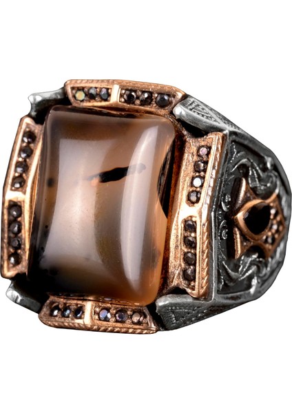 Doğal Yemen Akik Taşı Yüzük - 925 Ayar Gümüş Yüzük