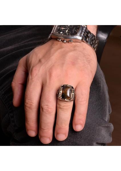 Doğal Yemen Akik Taşı Yüzük - 925 Ayar Gümüş Yüzük modelleri