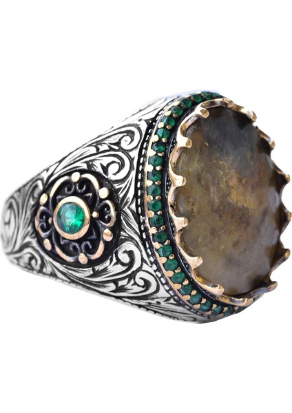 Erkekler Için 925 Ayar Gümüş Yüzük - Doğal 7 Karat Safir Taşı