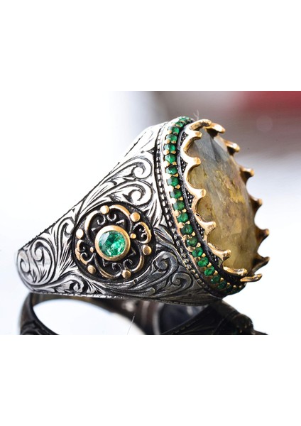 Erkekler Için 925 Ayar Gümüş Yüzük - Doğal 7 Karat Safir Taşı modelleri