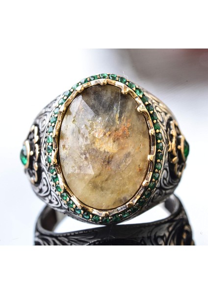 Erkekler Için 925 Ayar Gümüş Yüzük - Doğal 7 Karat Safir Taşı fırsatları