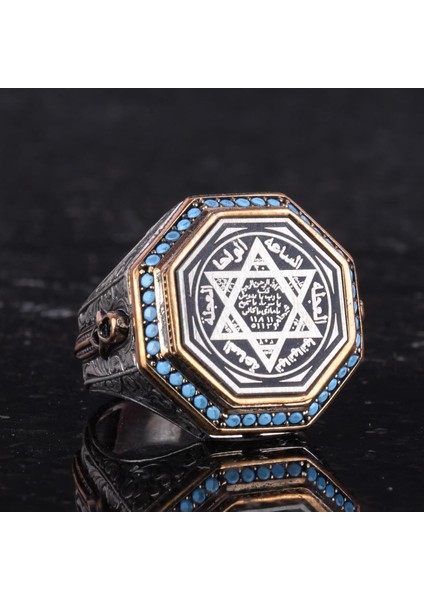 925 Ayar Gümüş Yüzük, Davud Yıldızı Yüzüğü, Süleyman'ın Mühürü Erkek Yüzüğü, Dini Erkek Yüzüğü (Özelleştirilebilir) indirimleri