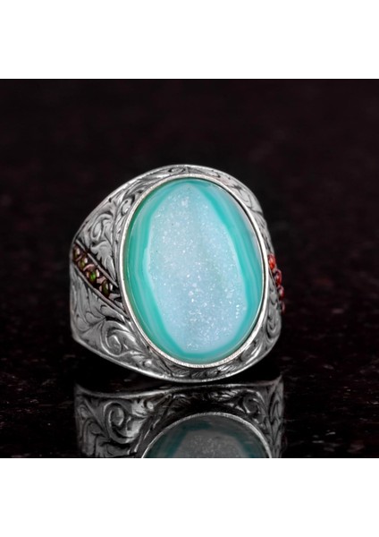 925 Ayar Gümüş Yüzük, Doğal Druzy Kuvars Taşı Yüzük, Büyük Yüzük fiyatları