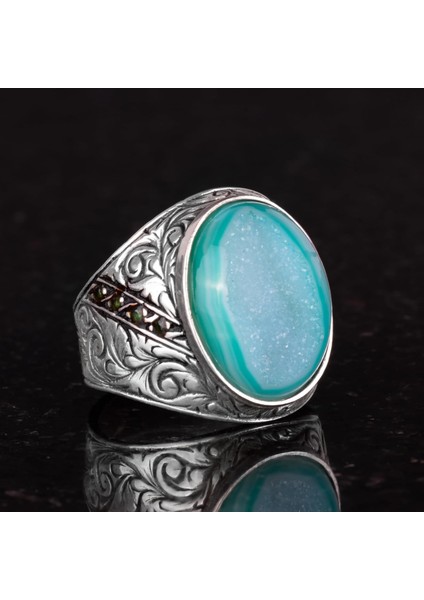 925 Ayar Gümüş Yüzük, Doğal Druzy Kuvars Taşı Yüzük, Büyük Yüzük modelleri