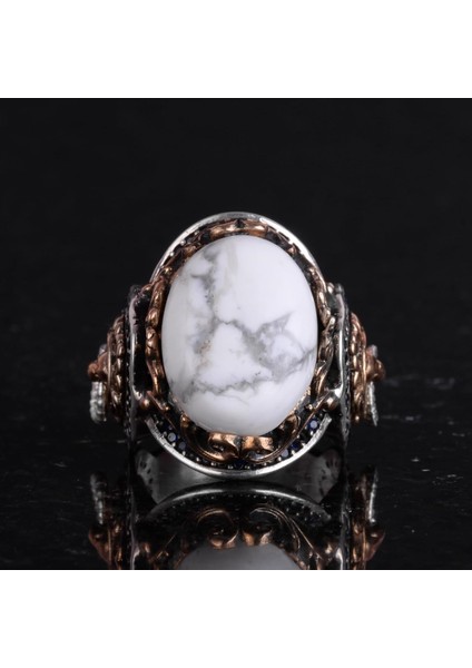 Aslan Yüzük Erkekler Için, El Yapımı Howlite Taş Yüzük - Sakinleştirici 925K Katı Gümüş Erkek Yüzük - Farkındalık ve Sükunet Tasarımı fırsatları