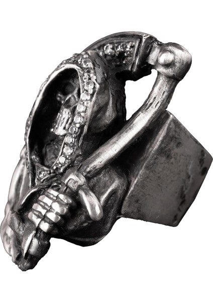 Ölüm Meleği Yüzüğü, 925 Ayar Gümüş Kafatası Yüzüğü, Erkek Yüzükleri, Gotik Yüzük, El Yapımı Yüzük