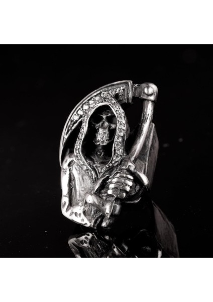 Ölüm Meleği Yüzüğü, 925 Ayar Gümüş Kafatası Yüzüğü, Erkek Yüzükleri, Gotik Yüzük, El Yapımı Yüzük fiyatları