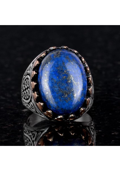 925 Ayar Katı Gümüş Erkek Yüzüğü Doğal Taşlarla - El Yapımı Zarafet (Lapis Lazuli Taşı) fiyatları