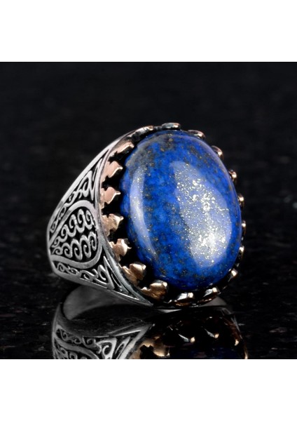 925 Ayar Katı Gümüş Erkek Yüzüğü Doğal Taşlarla - El Yapımı Zarafet (Lapis Lazuli Taşı) modelleri