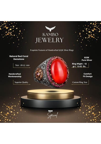 Doğal Koral Taş Yüzük, 925 Ayar Gümüş Yüzük, Oval Kırmızı Koral Yüzük fiyatları
