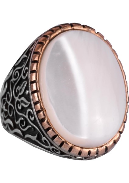 Doğal Sedef Taşlı Yüzük, Sultan Yüzüğü, 925 Ayar Gümüş Yüzük Erkekler Için