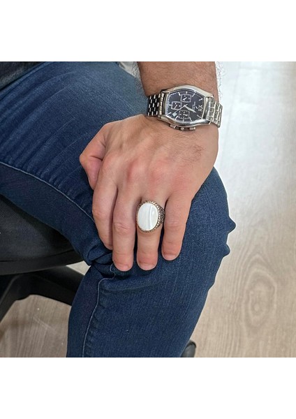 Doğal Sedef Taşlı Yüzük, Sultan Yüzüğü, 925 Ayar Gümüş Yüzük Erkekler Için modelleri