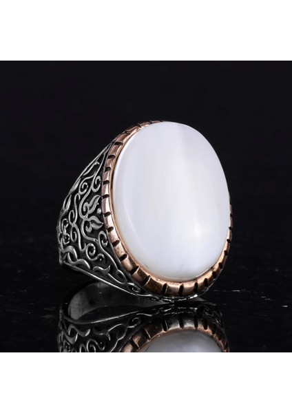 Doğal Sedef Taşlı Yüzük, Sultan Yüzüğü, 925 Ayar Gümüş Yüzük Erkekler Için fırsatları