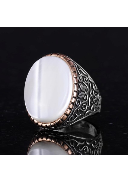 Doğal Sedef Taşlı Yüzük, Sultan Yüzüğü, 925 Ayar Gümüş Yüzük Erkekler Için indirimleri