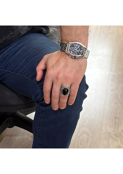 Doğal Oniks Taşlı Yüzük, 925 Ayar Katı Gümüş Erkek Yüzüğü, Tutku ve Enerji Tasarımı modelleri