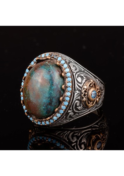 Erkekler Için Azurit Taş Yüzük, 925 Ayar Gümüş El Yapımı Bohem Tarzı, Şifa Kristali Takı modelleri