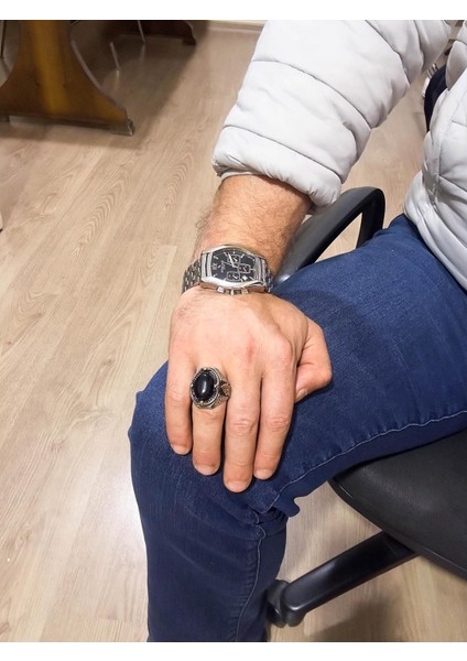 Doğal Oniks Taş Yüzük - 925 Ayar Sert Gümüş Erkek Yüzüğü, Tutku ve Enerji Tasarımı modelleri