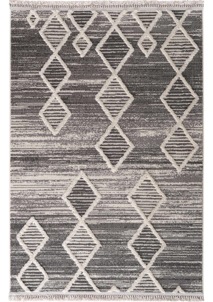 Sakura 2206 Gri Hav Toz Vermez Etnik Desenli Modern Dokuma Bukleli Salon Halısı