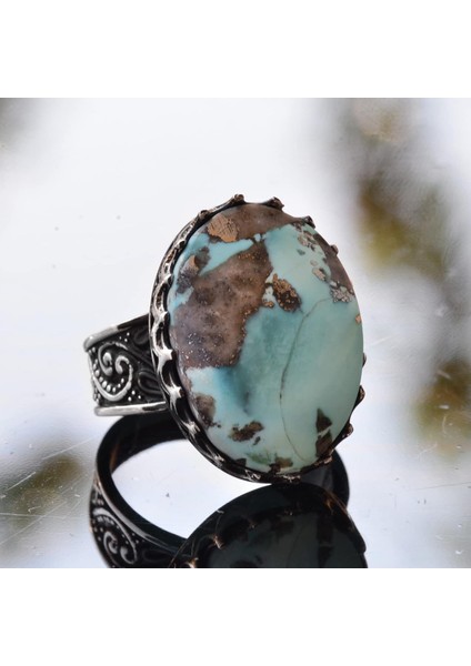 Büyük Yüzük, Doğal Arizona Turkuaz Taşı Yüzük, El Yapımı Yüzük, 925 Ayar Gümüş Yüzük Erkekler Için indirimleri