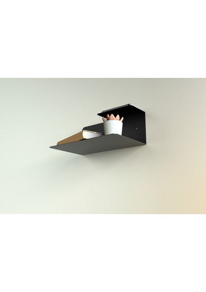 Metal Duvar Rafı Yatak Kenarı Rafı Çift Katlı Kitaplık Süs ve Telefon Tutucu Siyah fiyatları