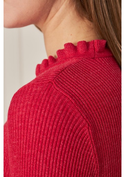 Kadın Fırfırlı Kısa Kollu Fitilli Triko Bluz 1212 indirimleri