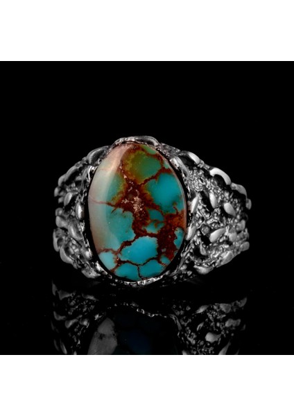 Doğal Arizona Turkuaz Taş Yüzük, Erkekler Için Hediye, 925 Ayar Gümüş Yüzük, Minimalist Yüzük (Stil-18) fiyatları