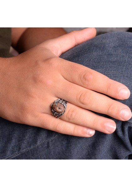 Doğal Arizona Turkuaz Taş Yüzük, Erkekler Için Hediye, 925 Ayar Gümüş Yüzük, Minimalist Yüzük (Stil-18) modelleri