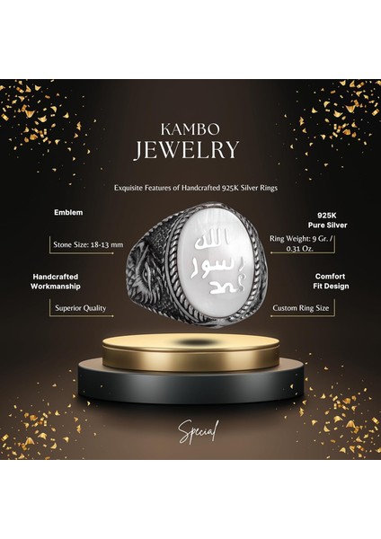 Islami Erkek Yüzük - Kartal Sembolü Yüzük - 925 Ayar Gümüş El Yapımı Erkek Yüzük (Beyaz) fiyatları