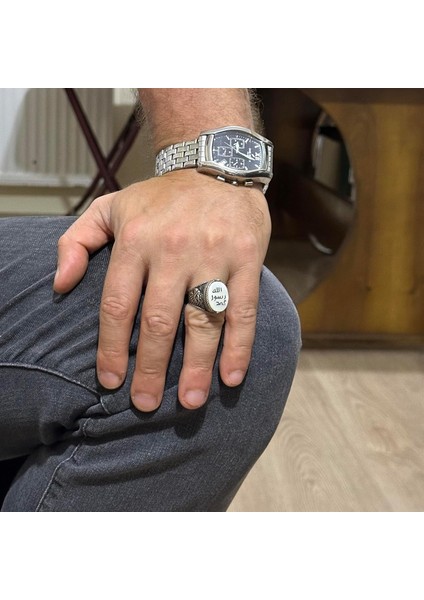 Islami Erkek Yüzük - Kartal Sembolü Yüzük - 925 Ayar Gümüş El Yapımı Erkek Yüzük (Beyaz) modelleri