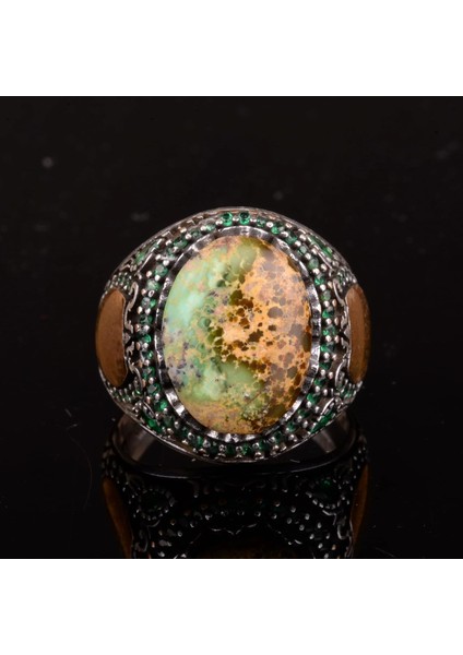 Doğal Arizona Turkuaz Taş Yüzük, Minimalist Yüzük, 925 Ayar Gümüş Erkek Yüzük (Model-5) modelleri