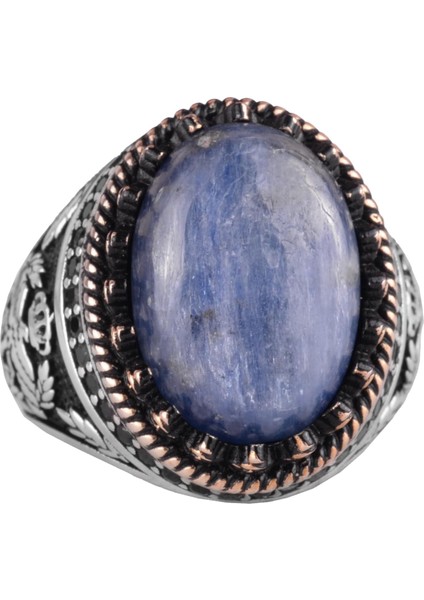 Doğal Taş Yüzük - El Yapımı Şahin Yüzük - 925 Ayar Gümüş Kyanit Yüzük
