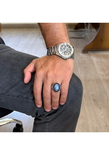 Doğal Taş Yüzük - El Yapımı Şahin Yüzük - 925 Ayar Gümüş Kyanit Yüzük modelleri