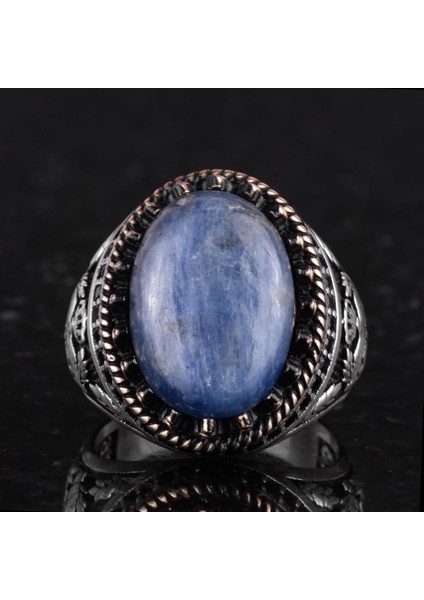 Doğal Taş Yüzük - El Yapımı Şahin Yüzük - 925 Ayar Gümüş Kyanit Yüzük fırsatları