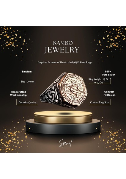 Islami Süleyman Tılsım Yüzüğü, Gümüş Tılsım Yüzüğü, 925 Ayar Gümüş Erkek Yüzüğü, Büyük Yüzük fiyatları