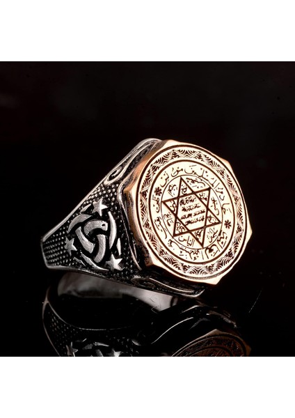 Islami Süleyman Tılsım Yüzüğü, Gümüş Tılsım Yüzüğü, 925 Ayar Gümüş Erkek Yüzüğü, Büyük Yüzük indirimleri