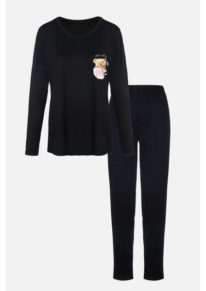 Kadın Yumuşak Dokulu Viskon Dökümlü Pijama Takımı