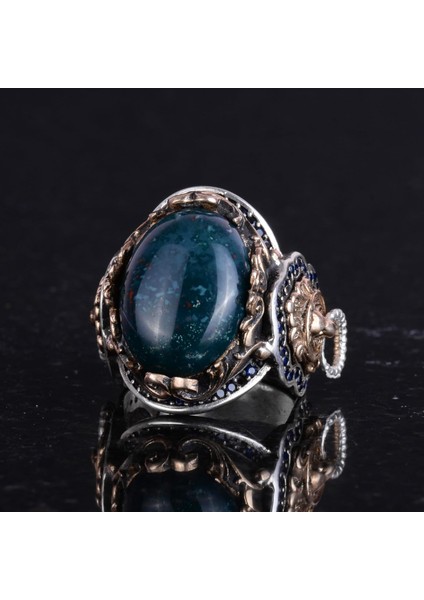 Aslan Başlı Yüzük, Yeşil Kan Taşı Yüzük - 925 Ayar Sterlin Gümüş Yüzük Erkekler Için, Farklı Yüzük indirimleri