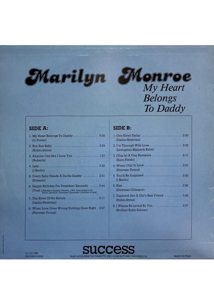 Marilyn Monroe – My Heart Belongs To Daddy 1989 Baskı Lp fiyatları