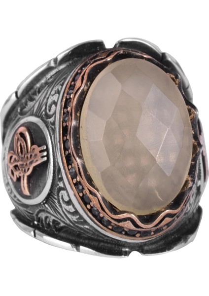 925 Ayar Katı Gümüş Erkek Yüzük, Limon Topaz Taşlı Yüzük - El Yapımı Şıklık