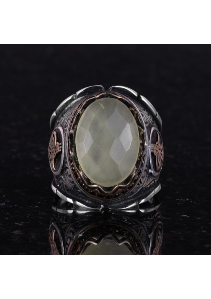 925 Ayar Katı Gümüş Erkek Yüzük, Limon Topaz Taşlı Yüzük - El Yapımı Şıklık modelleri