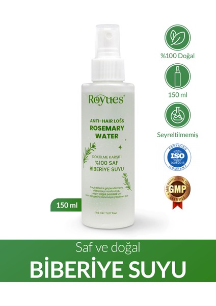 Biberiye Suyu -Saç Uzatma Etkili Saç Toniği -Doğal-150 ml -Pure Rosemary Water