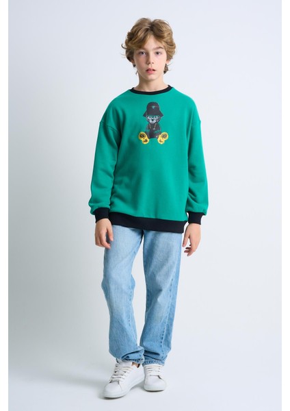 Alexandergardı Baskılı Bisiklet Yaka Çocuk Sweatshirt