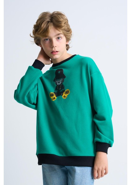 Alexandergardı Baskılı Bisiklet Yaka Çocuk Sweatshirt