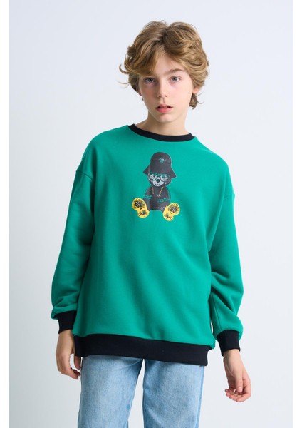 Alexandergardı Baskılı Bisiklet Yaka Çocuk Sweatshirt