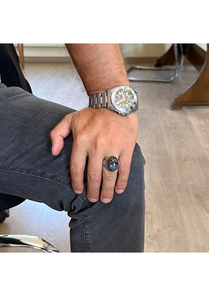 Doğal Taş Yüzük - El Yapımı Kartal Yüzüğü - 925 Ayar Gümüş Yüzük (Pietersite) modelleri