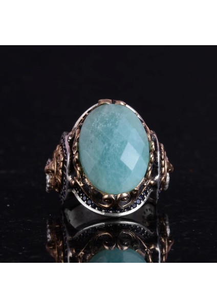 Doğal Amazonit Taşlı Yüzük, Aslan Yüzüğü Erkekler Için - 925 Ayar Gümüş Yüzük Erkekler Için, Farklı Yüzük modelleri