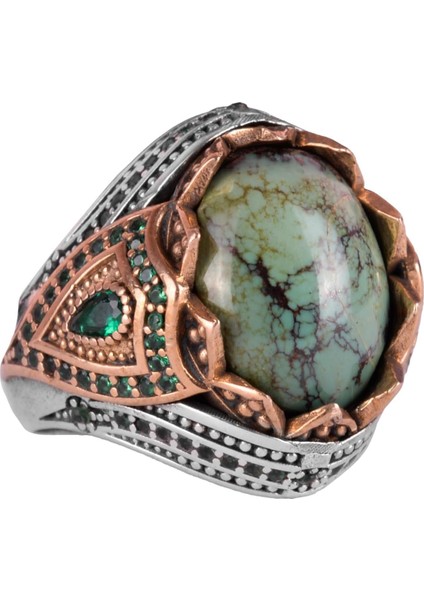 Doğal Arizona Turkuaz Taş Yüzük, Sultan Yüzük, Sterlin Gümüş Yüzük