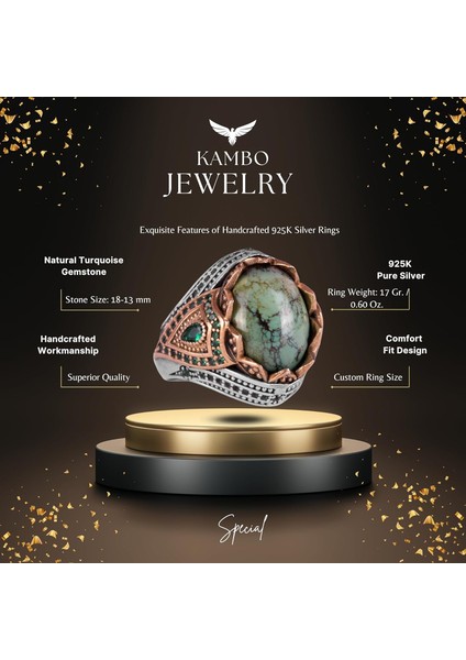 Doğal Arizona Turkuaz Taş Yüzük, Sultan Yüzük, Sterlin Gümüş Yüzük fiyatları