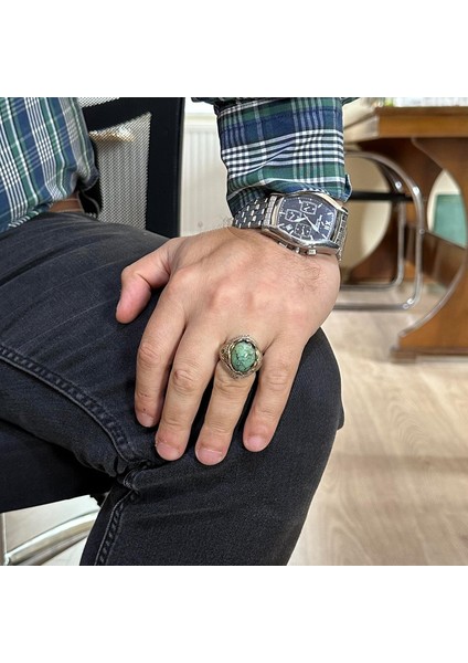 Doğal Arizona Turkuaz Taş Yüzük, Sultan Yüzük, Sterlin Gümüş Yüzük modelleri